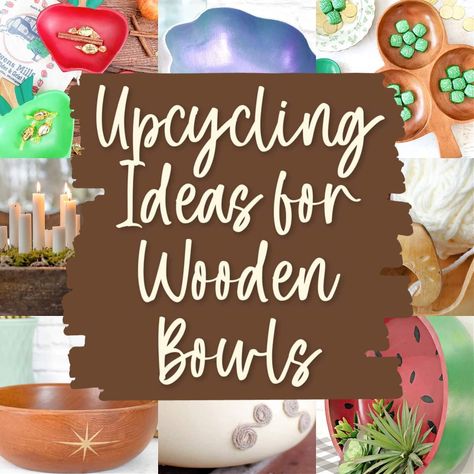 Upcycling Ideas for Wooden Bowls from the Thrift Store Wooden Bowls Decor Ideas, Diy Hat Stand, Wooden Bowls Diy, Wooden Bowls Decor, Upcycle Wood, Large Wooden Bowl, Wood Bowl Decor, Wooden Objects, Wooden Salad Bowl