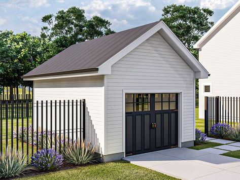 1-Car Garage Plan, 050G-0182 Small Garage Plans, Small Detached Garage, 1 Car Garage Plans, Detached Garage Designs, Garage Plans Detached, Garage Addition, Small Garage, Carport Designs, Garage Floor Plans