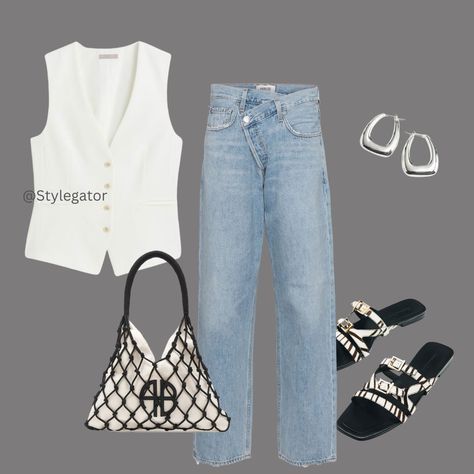 Casual Afternoon Date Outfit, Jeans Outfit Summer 2023, Casual Lunch Outfit Summer, Summer Lunch Date Outfit, Lunch Outfit Summer, Casual Lunch Outfit, Brunch Date Outfit, Fall Lunch, Tailored Waistcoat