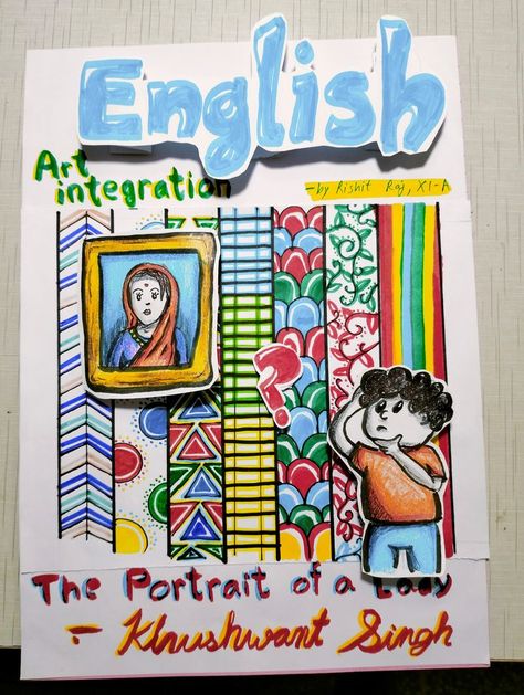 English school project Art Integration Project, The Portrait Of A Lady, English Project, Creative School Project Ideas, English Projects, Front Page Design, Arts Integration, English Art, Cover Page