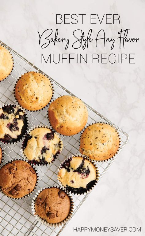 Freezer Muffins, Basic Muffin, Happy Money Saver, Freeze Muffins, Basic Muffin Recipe, Bakery Breakfast, Muffin Flavors, Happy Money, Apples Cinnamon