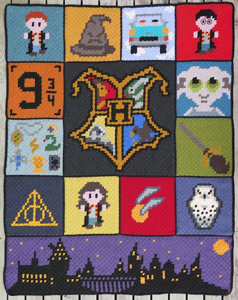 Blanket Sizes Crochet, Tricot Harry Potter, Harry Potter Corner, Free Crochet Baby Blanket Patterns, Crochet Pouches, Crochet Baby Blanket Patterns, Harry Potter Knit, Harry Potter Blanket, Baby Blanket Patterns