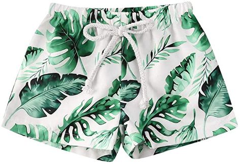 Baby Boy Swim Trunks, Toddler Baby Boy, Toddler Beach, Boys Swim Shorts, Surfing Swimwear, Shorts Swimwear, Boys Swim Trunks, Leaves Print, Hawaiian Beach