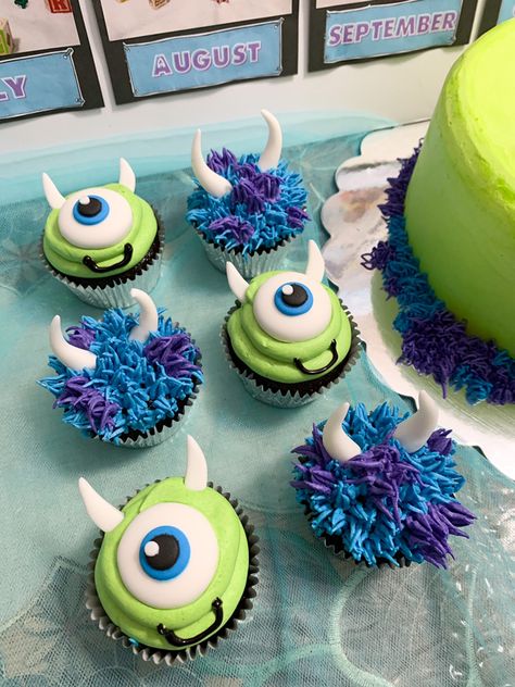 Mike Wazowski Cupcakes, Mike Wazowski Cake, Monsters Inc Cupcakes, Monster Ink, Monster Inc Cakes, Monsters Inc Baby Shower, Pixar Party, Monsters Inc Baby, Monster Inc Birthday