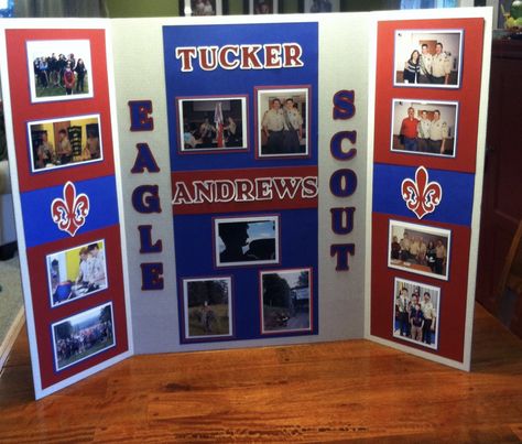 Eagle Court of Honor project board Eagle Scout Board, Eagle Court Of Honor Centerpieces, Eagle Court Of Honor Decorations, Eagle Court Of Honor Ideas, Eagle Scout Court Of Honor Ideas, Shane Eagle, Scout Decorations, Court Of Honor Ideas, Eagle Scout Project Ideas