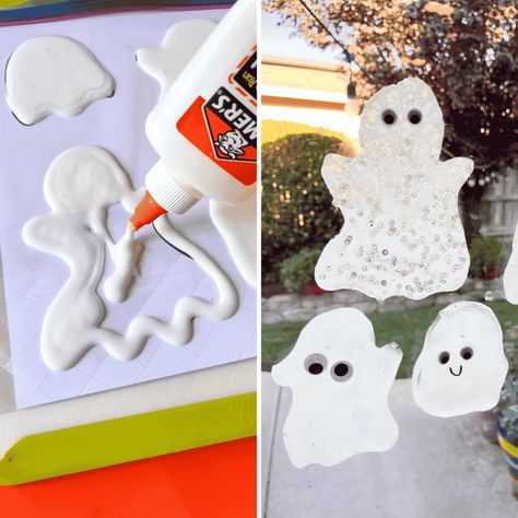 Ghost Window Clings with Glue – An Easy Ghost Craft for Kids Glue Window Clings, Ghost Craft For Kids, Ghost Craft, Halloween Art Projects, Ghost Crafts, Kid Recipes, Coloring Posters, Scientific Thinking, Ghost Drawing