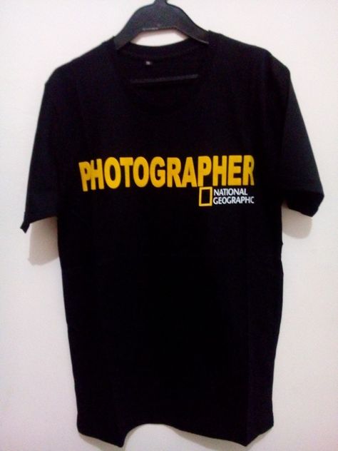 Tshirt National Geographic Photographer | Black | Cotton combed 30s | Flock Printing | IDR 80,000 | Stock # M : 1 pcs # L : 1 pcs National Geographic Tshirt, National Geographic Photographers, Nat Geo, Studio Logo, Save The Planet, National Geographic, Black Cotton, Street Wear, Mens Graphic Tshirt