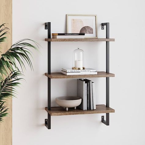 Nathan James Theo 3-Shelf Small Bookcase, Floating Wall Mount Bookshelf with Wood and Industrial Pipe/Metal Frame, Rustic Oak/Matte Black : Amazon.ca: Home James Theo, Floating Bookcase, 3 Shelf Bookcase, Floating Bookshelf, Nathan James, Wall Mounted Bookshelves, Ladder Bookshelf, Small Bookcase, Modular Walls