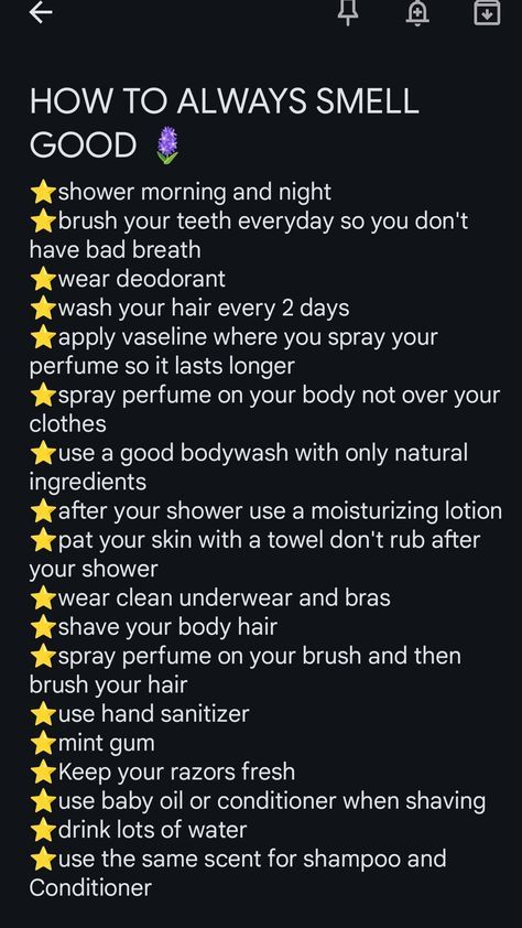 Nice Smells List, How To Make Your Breath Smell Better, How To Make Your 🐱 Smell Better, How To Smell Good At School, How To Make Yourself Smell Good All Day, Amazon Hygiene Products, Girl Hygiene Tips Down There, Morning Hygiene Routine, Tips To Smell Good Down There