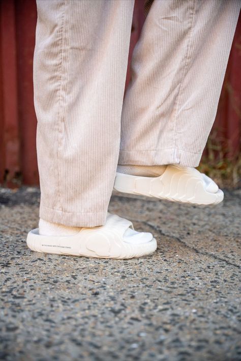 HOW TO STYLE: Adidas Adilette Grey Slides; see how I styled the grey colorway for the Adidas Adilette Slides.  #styleinspo #outfitinspo #adilette #streetwear Adidas Adilette Outfit, Adilette Slides Outfit, Slides Outfit, Adidas Adilette, The Grey, How To Style, Slides, Fashion Inspo, Style Inspiration