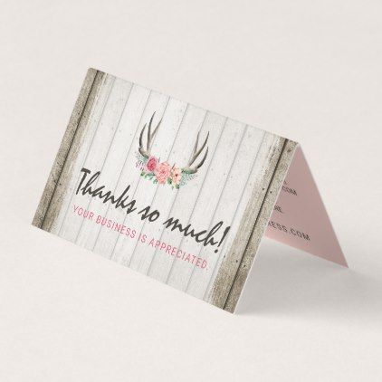 Rustic Floral Antlers Shabby Chic Roses Thank You Card - shabby unique diy customize Floral Antlers, Country Ideas, Boutique Gifts, Loyalty Cards, Rustic Gifts, Country Gifts, Chic Gifts, Natural Diy, Rose Style