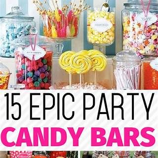 Candy Bar Ideas For Parties, Candy Bar Ideas For Wedding, Bar Ideas For Wedding, Candy Bar Ideas, Candy Bar Party, Candy Display, Epic Party, Bar Party, Dessert Buffet