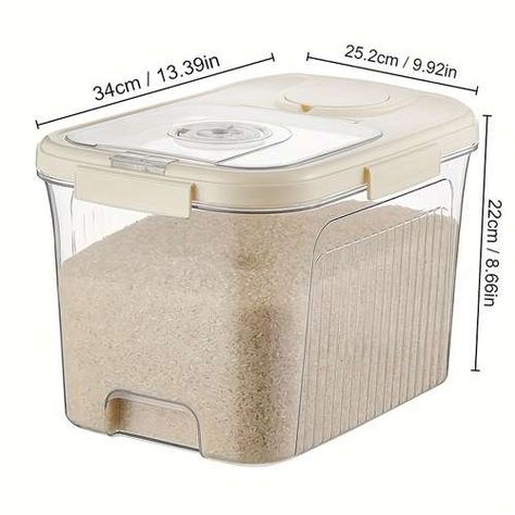 Rice Storage Container, Pantry Containers, Rice Storage, Cereal Storage, Rice Box, Dry Food Storage, Grain Storage, Food Dispenser, Airtight Food Storage