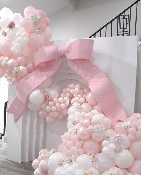 Coquette Birthday Backdrop, Bow Themed Party Decor, Pink Bow Backdrop, Bow Balloon Garland, Coquette Party Theme, Bow Balloon Arch, Coquette Backdrop, Coquette Baby Shower Theme, Bow Backdrop