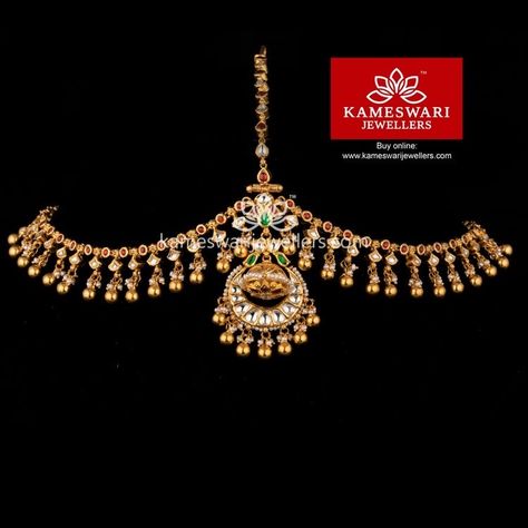 Manga Tikka, Papati Billa, Tika Jewelry, Hindu Jewelry, Mang Tika, Kameswari Jewellers, Maang Tika, Labret Jewelry, Antique Gold Jewelry Indian