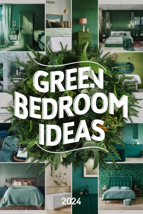 Green Bedroom Ideas, a collage of various stylish green-themed bedrooms with different decor styles. 2024. Green Bedroom Office Ideas, Green Bedframe Aesthetics, Green Bedroom Accessories, Green Dresser Bedroom Ideas, Green Feminine Aesthetic, Green Velvet Bedroom Ideas, Green Theme Bedroom, Green And Blue Bedding, Green Bedroom Decor Ideas