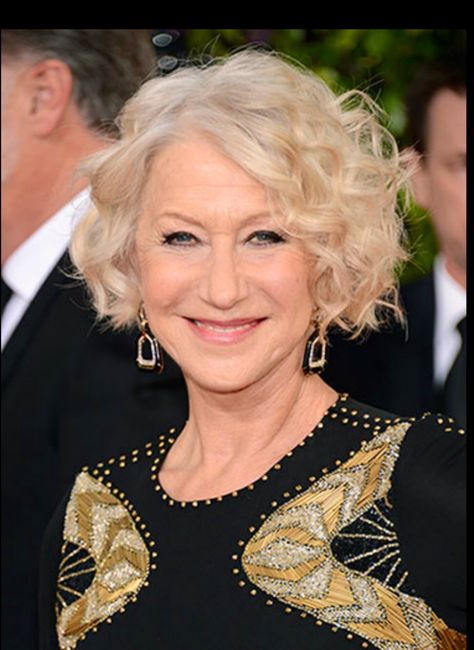 Curly short bob Helen Mirren Hairstyles, Helen Mirren Hair, Helen Mirren Style, Hairstyle 2024, Old Hollywood Waves, Mom Hair, Cute Short Haircuts, Hollywood Waves, Mom Hairstyles