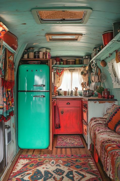 39 Boho and Hippie Camper Design Concepts  Are you ready to embrace your inner free spirit with our curated list of 39 Boho and Hippie Camper Design Concepts? Get ready to transpose your love for nature, freedom, and vibrant colors into your very own mobile home-away-from-home. Your Bohemian dream retreat is only a few clicks away! Don't…  Read more: https://tastyinteriors.com/39-boho-and-hippie-camper-design-concepts/ Diy Camper Van Ideas, Aesthetic Mobile Home, Bohemian Caravan Interior, Boho Tiny House Interiors, Cute Mobile Home, Hippie Camper Interior, Rustic Trailer, Live In Van, Boho Tiny House