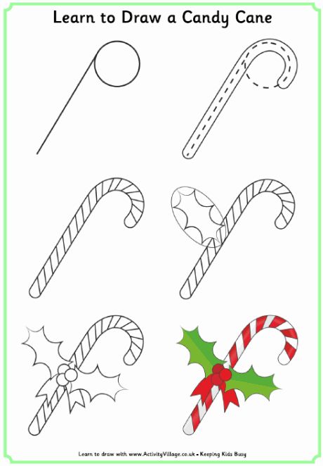 Learn to draw a candy cane How To Draw Candy Canes, Christmas Pictures To Draw, Trin For Trin Tegning, Draw Christmas, Easy Christmas Drawings, Xmas Drawing, Christmas Cracker, Christmas Doodles, Bullet Journal Doodles