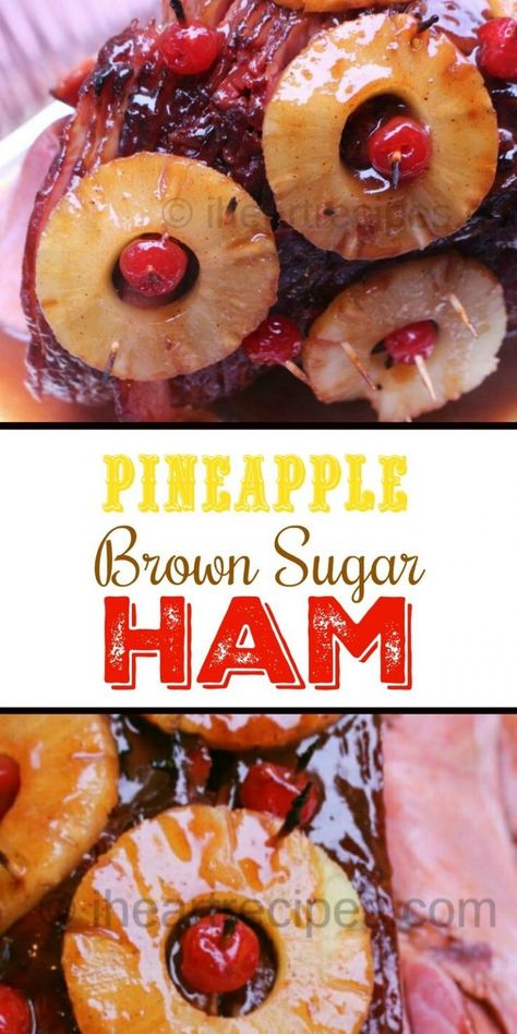 Pinapple Ham Recipes, Pinapple Ham Glaze, Ham Receipts, Pinapple Ham, Pineapple Brown Sugar Ham, Ham Thanksgiving, Ham With Pineapple, Baked Ham With Pineapple, Sugar Ham