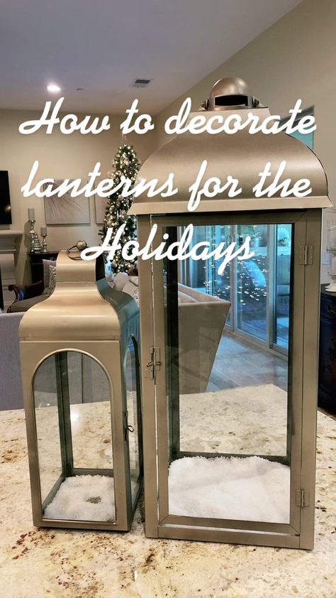 A simple way to decorate your lanterns for the Holidays##holidaydecor ... | TikTok Christmas Ikea Lanterns, How To Decorate Lanterns For Christmas, Decorate Lanterns For Christmas, Decorating Lanterns For Christmas, Big Lantern Decor Ideas, Decorate Lanterns Ideas, Lantern Christmas Decor Ideas, Decorating A Lantern For Christmas, Christmas Lanterns Decorated Diy