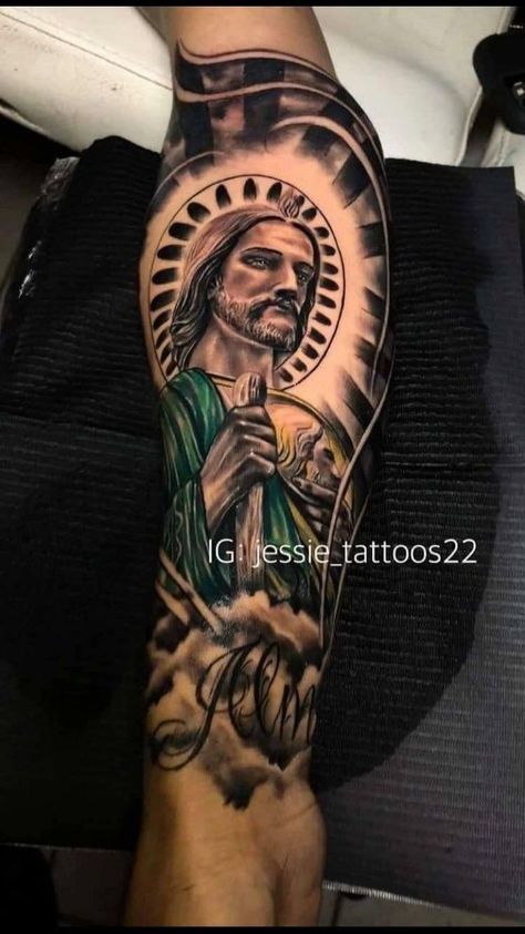 Dr Tattoo, Half Sleeve Tattoos Forearm, Mary Tattoo, Rose Tattoos For Men, Forearm Band Tattoos, Saint Jude, Men Tattoos Arm Sleeve, Forarm Tattoos, Tattoo Inspiration Men