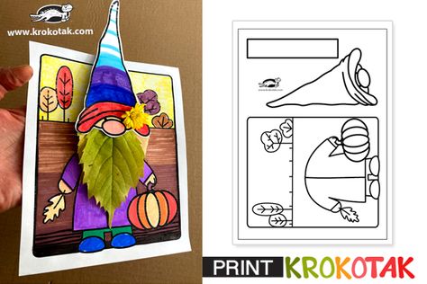 krokotak | Free Fall Printables for Kids Autumn Leaves Craft, Free Fall Printables, Tarjetas Pop Up, Printables For Kids, Leaf Crafts, Elementary Art Projects, Fall Printables, Gnomes Crafts, Fall Projects