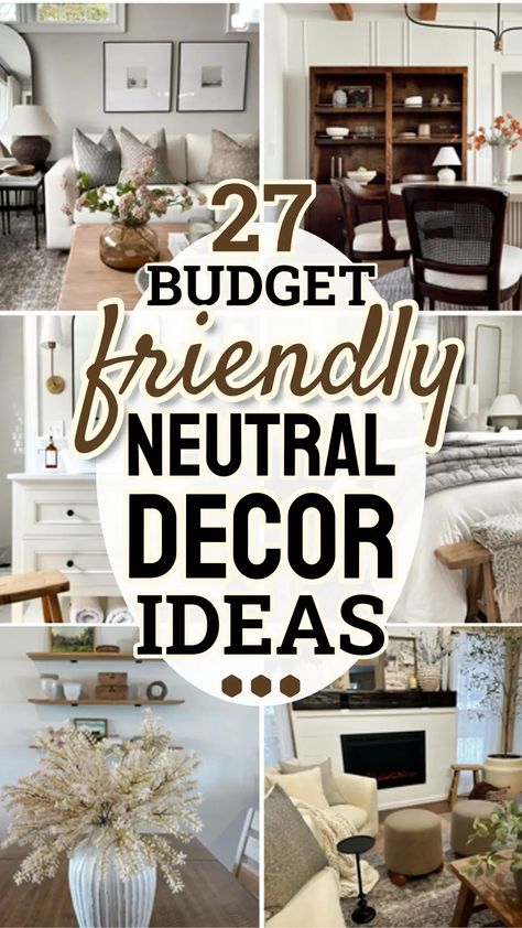 neutral decorating ideas for the home budget-friendly neutral decor ideas for living room dining room bathroom foyer wall decor and more Foyer Interior Design, Vintage Room Decor Ideas, Neutral Decor Ideas, Neutral Dining Room Decor, Foyer Interior, Cozy Grey Living Room, Bathroom Tiles Design, Neutral Room Decor, Foyer Wall Decor