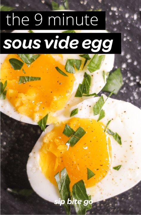 Sous Vide Eggs - Learn the 9 minute sous vide soft boiled egg recipe by Jenna Passaro, author of The Home Chef's Sous Vide Cookbook. Great for an easy, beginner sous vide machine user. Soft Boiled Egg Recipe, Sous Vide Recipes Eggs, Boiled Egg Recipe, Sous Vide Eggs, Soft Boiled Eggs Recipe, Boiled Eggs Recipe, Sous Vide Pork Chops, Soft Boiled Egg, Sous Vide Egg