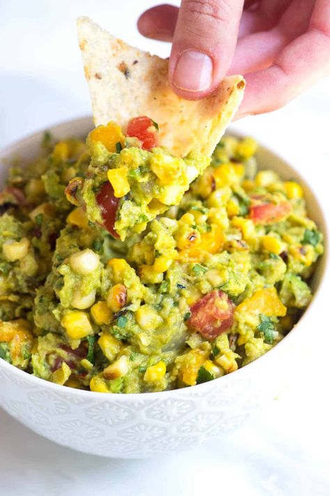 Easy Grilled Guacamole Recipe with Corn Recipes With Guacamole, Chipotle Hacks, Grilled Guacamole, Dip Sauces, Guacamole Dip Recipes, Inspired Taste, Guac Recipe, Homemade Guacamole Recipe, Avocado Guacamole