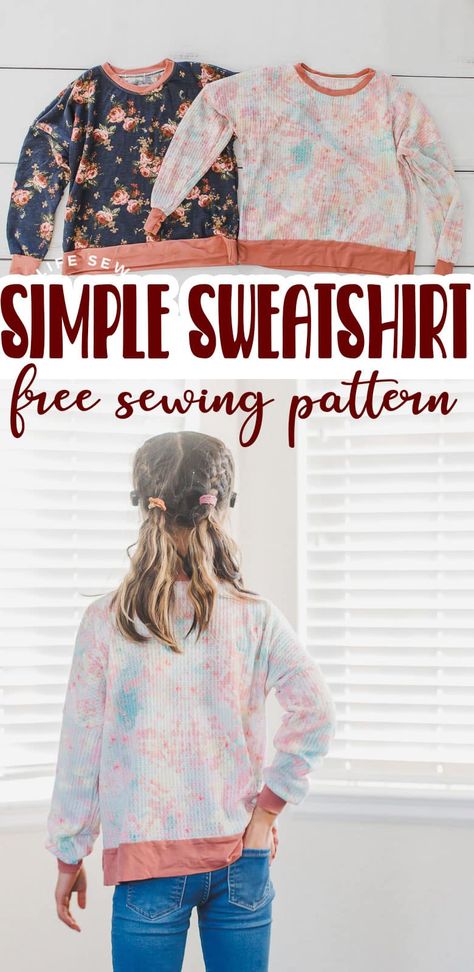 Kids Sweatshirt Pattern, Fridge Handle Covers, Crop Tops For Kids, Sweatshirt Pattern, Simple Sweatshirt, Crop Top Pattern, Printable Sewing Patterns, Free Sewing Pattern, Free Pdf Sewing Patterns