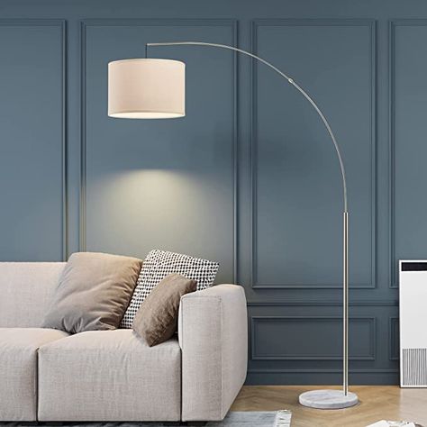 Oneach Modern Arc Floor Lamp for Living Room Arching Hanging Lamp Shade Over The Couch for Reading Bedroom Office Brushed Steel Arch Standing Floor Light Silver - - Amazon.com Arc Floor Lamps Living Room, Reading Bedroom, Modern Arc Floor Lamp, Arch Lamp, Floor Lamp For Living Room, Floor Standing Light, Corner Floor Lamp, Over The Couch, Stylish Floor Lamp