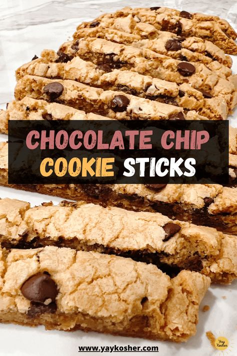 This kosher recipe for The Best Chocolate Chip Cookie Sticks is one of our dessert staples. They are crunchy and chocolatey and since this recipe is pareve they go with almost every meal or snack. We be you can't eat just one of them! Chocolate Chip Blondies, Cookie Sticks, Best Chocolate Chip, Big Cookie, Chewy Chocolate Chip, Kosher Recipes, Chewy Chocolate Chip Cookies, Best Chocolate Chip Cookie, No Dairy Recipes