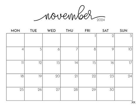 The busy season has arrived! Stay organized the entire month with one of 50 FREE printable November 2024 calendars. Print from home! September Kalender, October Calendar Printable, Printable December Calendar, June Calendar Printable, Calender Printables, July Calendar, August Calendar, September Calendar, November Calendar