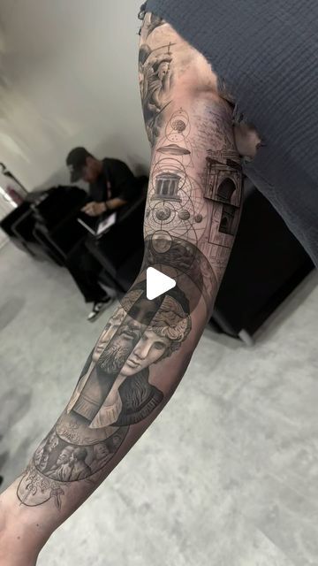 Atlas Tattoo Forearm, Atlas Arm Tattoo, Neoclassic Tattoo, Barcelona Spain Tattoo, Greek Mythology Full Sleeve Tattoo, Hercules Forearm Tattoo, Spain Tattoo, T Tattoo, Best Tattoo Ideas For Men