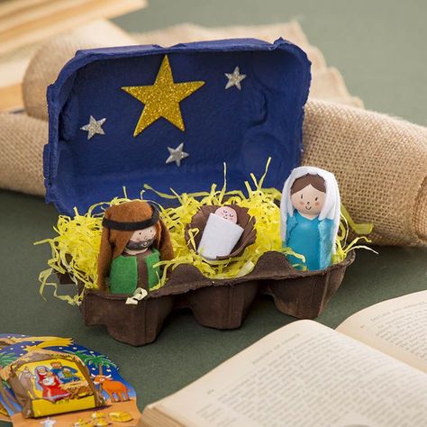 Create Nativity Egg-Box Scene with our fun craft activity guide template. Buy art and craft supplies at Baker Ross, inspiring creativity Egg Carton Crafts, Bible Crafts For Kids, Egg Box, The Nativity, Nativity Crafts, Christmas School, Preschool Christmas, 2024 Christmas, Bible Crafts