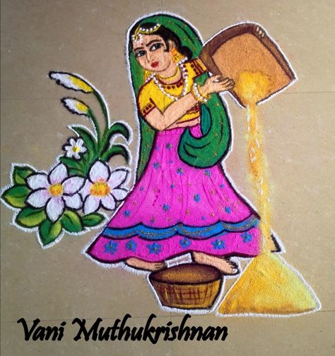 Doll Rangoli Design, Pongal Kolam, Newspaper Crafts Diy, Indian Dolls, Clear Healthy Skin, Rangoli Kolam Designs, Diy Embroidery Designs, Rangoli Designs Diwali, Free Hand Rangoli Design