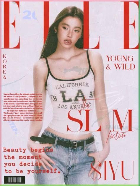 Elle Covers Magazines, 90s Fashion Magazine Cover, Cover Of A Magazine, Elle Magazine Photoshoot, Trendy Magazine Layout, Maginze Cover, Magazine Cover Reference, Media Magazine Coursework, Magazine Ideas Design Creative