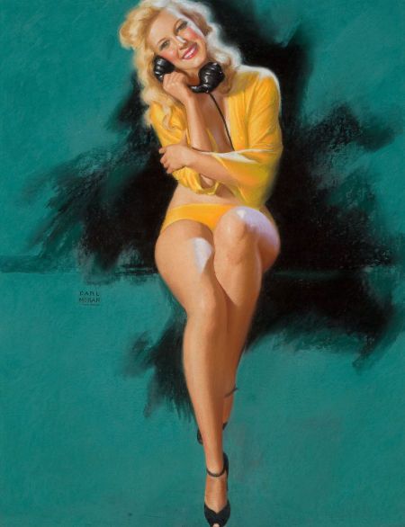 EARL MORAN (American, 1893-1984). See More of You, Brown & Bigelow calendar pin-up, 1946. Pastel on board. Earl Moran, Pin Up Illustration, Pin Up Vintage, Pulp Fiction Art, Gil Elvgren, Pin Up Posters, Pinup Art, Calendar Girls, Classic Women