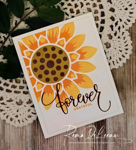 Sunflower Stencil, Stencil Cards, Blooming Sunflower, Layering Stencils, Gina K Designs, Sunflower Cards, Gina K, Design Project, Project Ideas