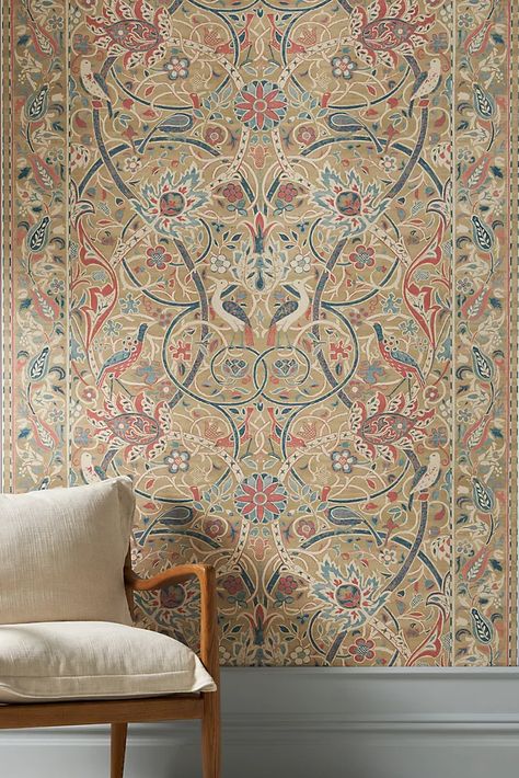 Wallpaper For Powder Room, Wallpaper Decor Ideas, Seaside Wallpaper, Eleanor Bowmer, Zen Wallpaper, Wallpaper Hippie, William Morris Wallpaper, Marble Counters, Colourful Wallpaper