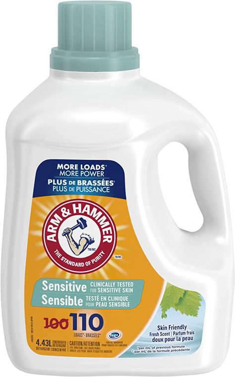 Arm & Hammer Liquid Laundry Detergent for Sensitive Skin, Concentrated, Skin Friendly Fresh Scent, 110 Loads, 4.43-L : Amazon.ca: Health & Personal Care Arm & Hammer Laundry Detergent, Laundry Detergent For Sensitive Skin, Detergent For Sensitive Skin, Laundry Items, Liquid Fabric Softener, Unicorn Birthday Cake, Liquid Laundry Detergent, Fabric Conditioner, Laundry Liquid