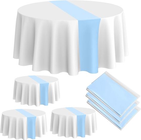 Amazon.com: Oudain Round Tablecloth Disposable Plastic Tablecloth 84 Inch Stain and Wrinkle Resistant Table Cover Baby Shower Tablecloths for Baby Shower Wedding Decoration (White, Pink,6 Pcs) : Home & Kitchen Birthday Party Decorations White, Party Decorations White, Satin Table Runner, Disposable Tablecloth, Table Cloth Decorations, Bridal Shower Tables, Party Table Cloth, Plastic Tablecloth, Plastic Tables