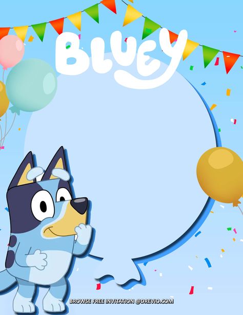 Nice (FREE Invitations) Bluey Birthday Invitations + Party Ideas Prepare a Bluey party! Since their ABC debut, the Bluey television series and its cast of characters have become favorites in Australian homes, and Bluey birthday celebrations have gained popularity a... Diy Bluey Birthday Invitations, Bluey Birthday Cards Handmade, Bluey Party Invitations, Bluey Birthday Card, Bluey Invitations, Bluey Invitations Template Free, Bluey Themed Invitation, Bluey Birthday Party Invite Template, Bluey Invite Template