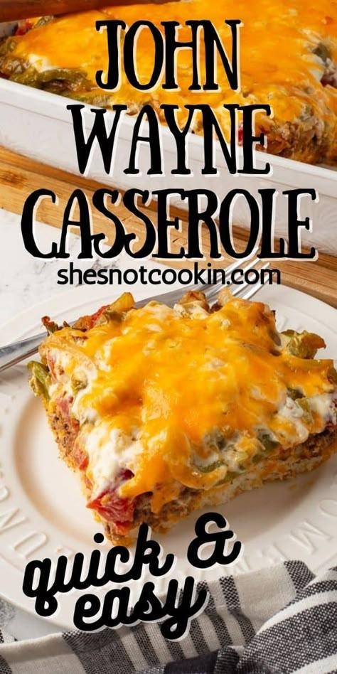 Bisquick Recipes Dinner, Cheesy Casserole Recipes, John Wayne Casserole, Ground Beef Casserole Recipes, Bisquick Recipes, Ground Beef Dishes, Interesting Story, Fry Recipes, Beef Casserole Recipes