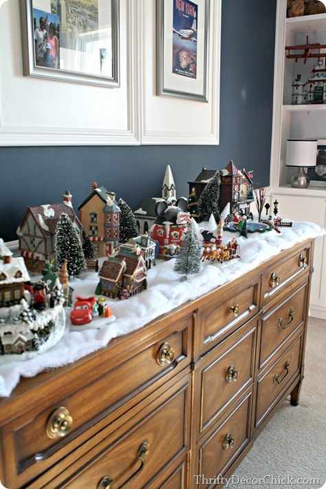 Christmas Tree Village, Christmas Village Sets, Lemax Christmas Village, Lemax Christmas, Diy Christmas Village, Thrifty Decor Chick, Christmas Village Houses, Christmas Village Display, Thrifty Decor