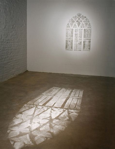 Scraped Wall Simulates Light on the Floor with Paint Dust - My Modern Metropolis Art Picasso, Creation Art, Art Appliqué, Shadow Art, Wall Installation, Light Installation, Land Art, Rembrandt, Op Art