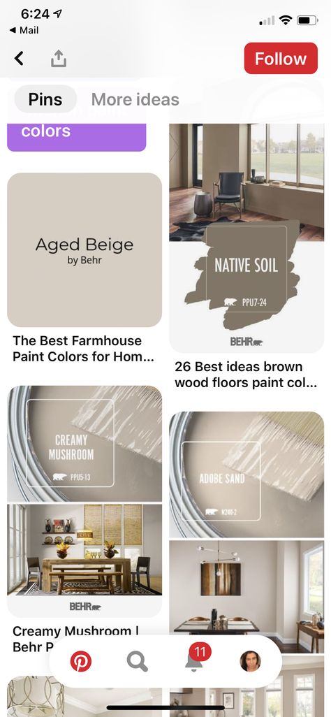 Behr Creamy Mushroom Cabinets, Behr Harvest Brown, Creamy Mushroom Behr Paint, Wheat Bread Paint, Behr Creamy Mushroom, Behr Wheat Bread, Farmhouse Color Scheme, Farmhouse Color, Behr Paint Colors