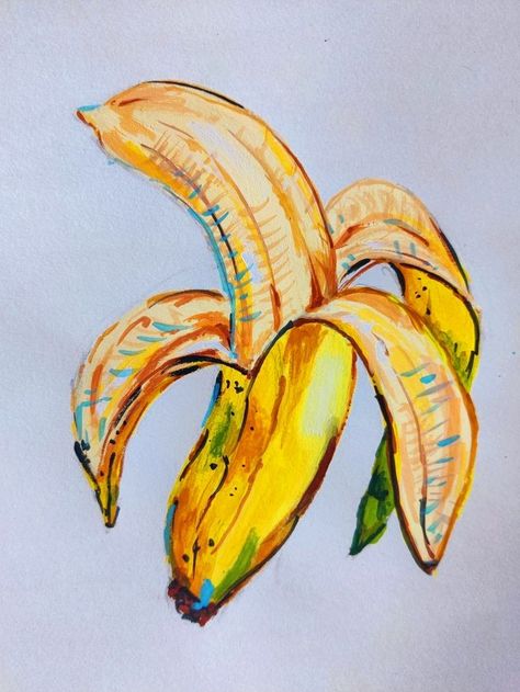 Banana Still Life, Banana Painting, Painting Acrylic, Still Life, Acrylic Painting, Mural, Art