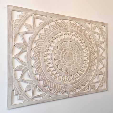 Hand Carved Wooden Wall Art made with Mango Wood. #namoarhamindustries #export #manufacturer #handmade #handcrafted #wood #walldecor #interior #architecture #homedecor #madeinindia Wooden Mandala Wall Art, Rainbow Headboard, Large Headboard, Headboard Decor, Grand Art Mural, Carved Furniture, Bed Headboard, Mandala Wall, Mandala Wall Art